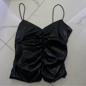 7 For All Mankind Black Ruched Camisole